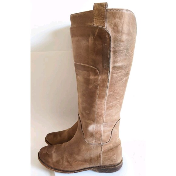 Frye Womens Paige Camel Tan Leather Knee High Riding Boots Size 7 B 77534 Preppy - Picture 4 of 12
